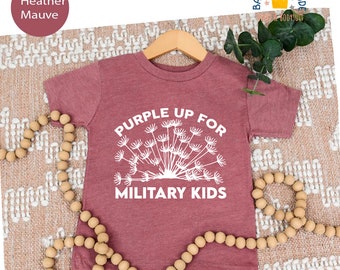 Mes de camisas para niños militares, Purple Up Military Child Onesies®, Body de concientización para niños militares, camiseta para niños militares, regalos militares