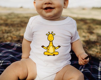Yoga Giraffe Baby Bodysuit Bodysuit, Giraffet Lover Baby Bodysuit, Cute Animal Bodysuit, Newborn Baby Shower Gift, Giraffe Baby T-Shirt