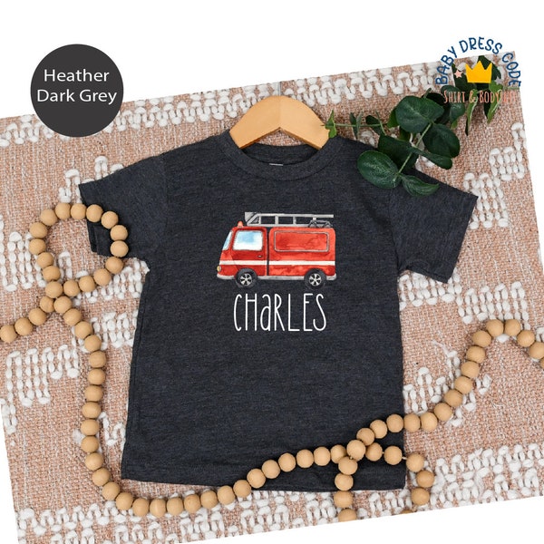 Personalized Fire Fighter Toddler Tee, Custom Name Fire Truck Bodysuit, Fire Truck Birthday Shirt, Fireman Youth Shirts, Firefighter Gifts