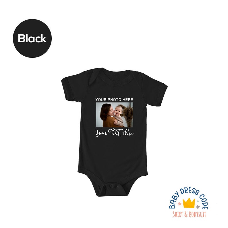 Body de bebé con foto personalizada, Body de bebé con su foto aquí, Regalo de cumpleaños personalizado, Body de bebé con texto personalizado, Regalo personalizado del Día de la Madre imagen 7