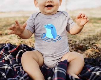 Dolphin Baby Bodysuit, Ocean Animal Clothes, Beach Gift
