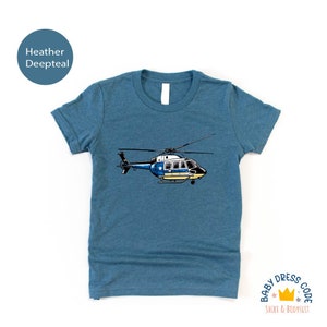 Chemise hélicoptère police pour jeune, t-shirt hélicoptère pour enfant, body bébé papa policier, cadeau chemise aviation pour tout-petit, chemise police jeunesse