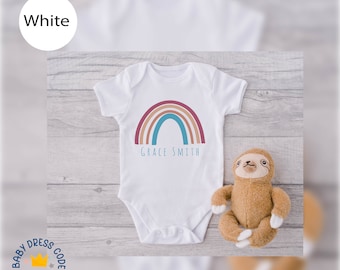 Personalized Rainbow   Baby Onesie® - Neutral Raglan