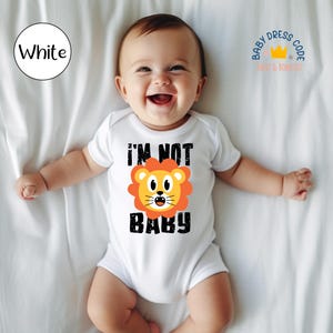I&#39;m Not Baby Lion Baby Bodysuit, Blauer-storch Baby Bodysuits, Lion Birthday Gift Baby Toddler Shirts,Cute Lion Design Baby Gift Toddler Tee
