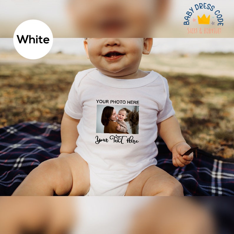 Custom Photo Baby Bodysuit, Your Photo Here Baby Bodysuit, Custom Birthday Gift, Custom Text Baby Bodysuit, Personalized Mother's Day Gift image 2