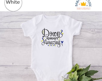 Down Right Amazing Organic Cotton Baby Bodysuit, Trisomy 21 Awareness