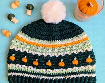 Pumpkin Patch Hat- (crochet pattern for baby-adult sizes, does not include finished item)
