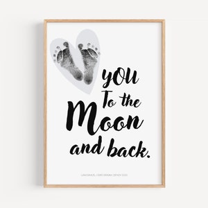 Conjunto de huellas de manos de bebé + póster de diseño | incluye almohadilla de tinta sin tinta | personalizable | cartel de nacimiento | regalo nacimiento | nuevo