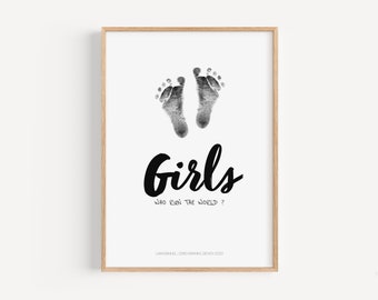 Personalized baby footprint handprint set as a keepsake, nursery poster, birth gift, baby footprint set