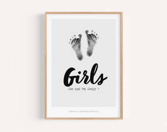 Personalized baby footprint handprint set as a keepsake, nursery poster, birth gift, baby footprint set