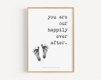 Personalized baby footprint handprint set as a keepsake, nursery poster, birth gift, baby footprint set