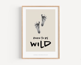 Personalized baby footprint handprint set as a keepsake, nursery poster, birth gift, baby footprint set
