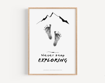 Ensemble d'empreintes de main de bébé personnalisé comme souvenir, affiche de chambre d'enfant, cadeau de naissance, ensemble d'empreintes de bébé
