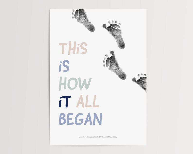 Personalized Baby Footprint Handprint Set as a Keepsake, Nursery Poster ...