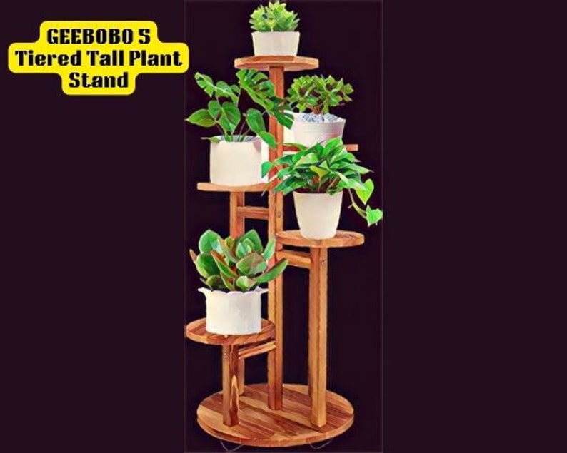 Tall plant stand indoor outdoor,5 tired Display Rack Shelf Corner Wood