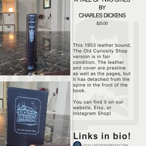 A Tale of Two Cities by Charles Dickens - The Old Curiosity Shop 1953 Edition - Leather bound