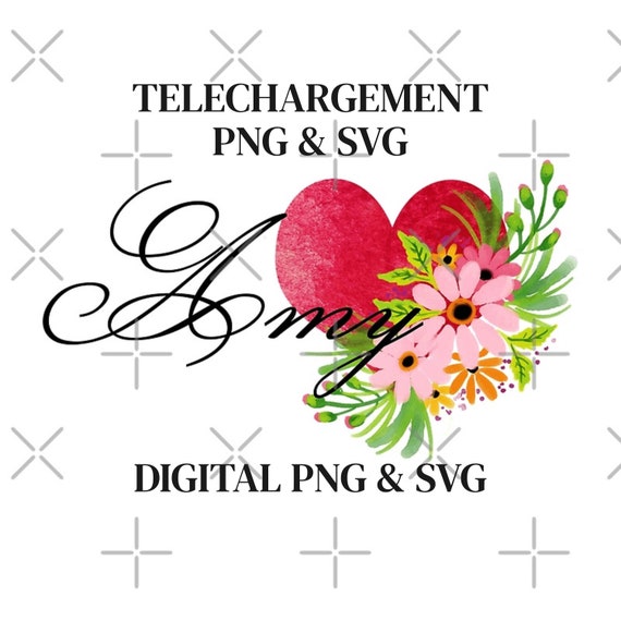 Amy SVG Cursive Text Flower Watercolor Personalized First Name - Etsy