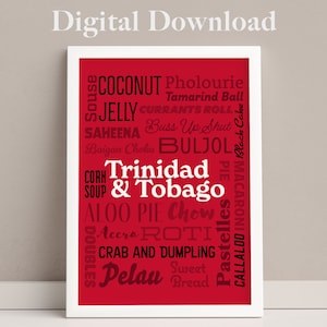 Trinidad & Tobago food Caribbean cuisine Trinidadian culture Caribbean food posters Trinidad food art Caribbean wall decor Trinidad prints