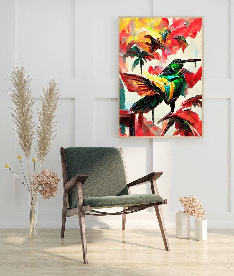 Jamaican Doctor Bird Wall Art Humming Bird Print Red Green - Etsy