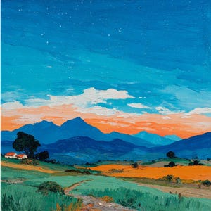 Mountains Painting Landscape Original Art Sky Artwork Acrylic Wall Art by IrinaPlaksinaArt