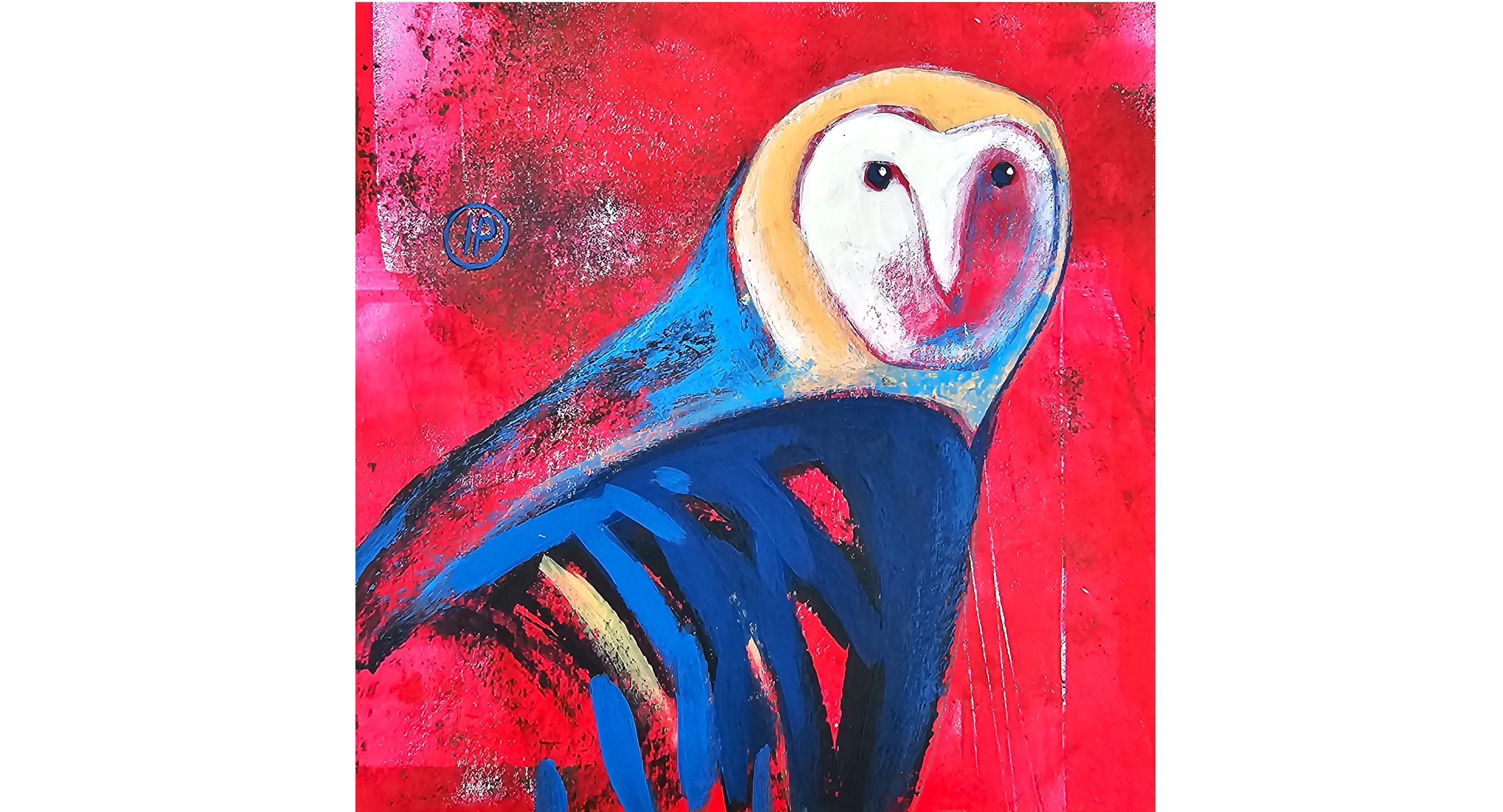 Owl Painting Bird Original Art Animal Artwork Zoo Acrylic Wall Art  IrinaPlaksinaArt