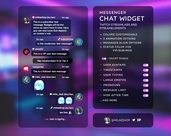 Messenger chat widget with avatars Streamlabs & Streamelements