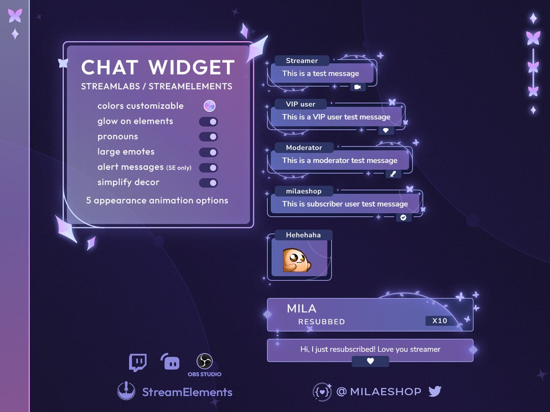 Butterfy Chat Widget Twitch Streamlabs | Streamelements - Etsy