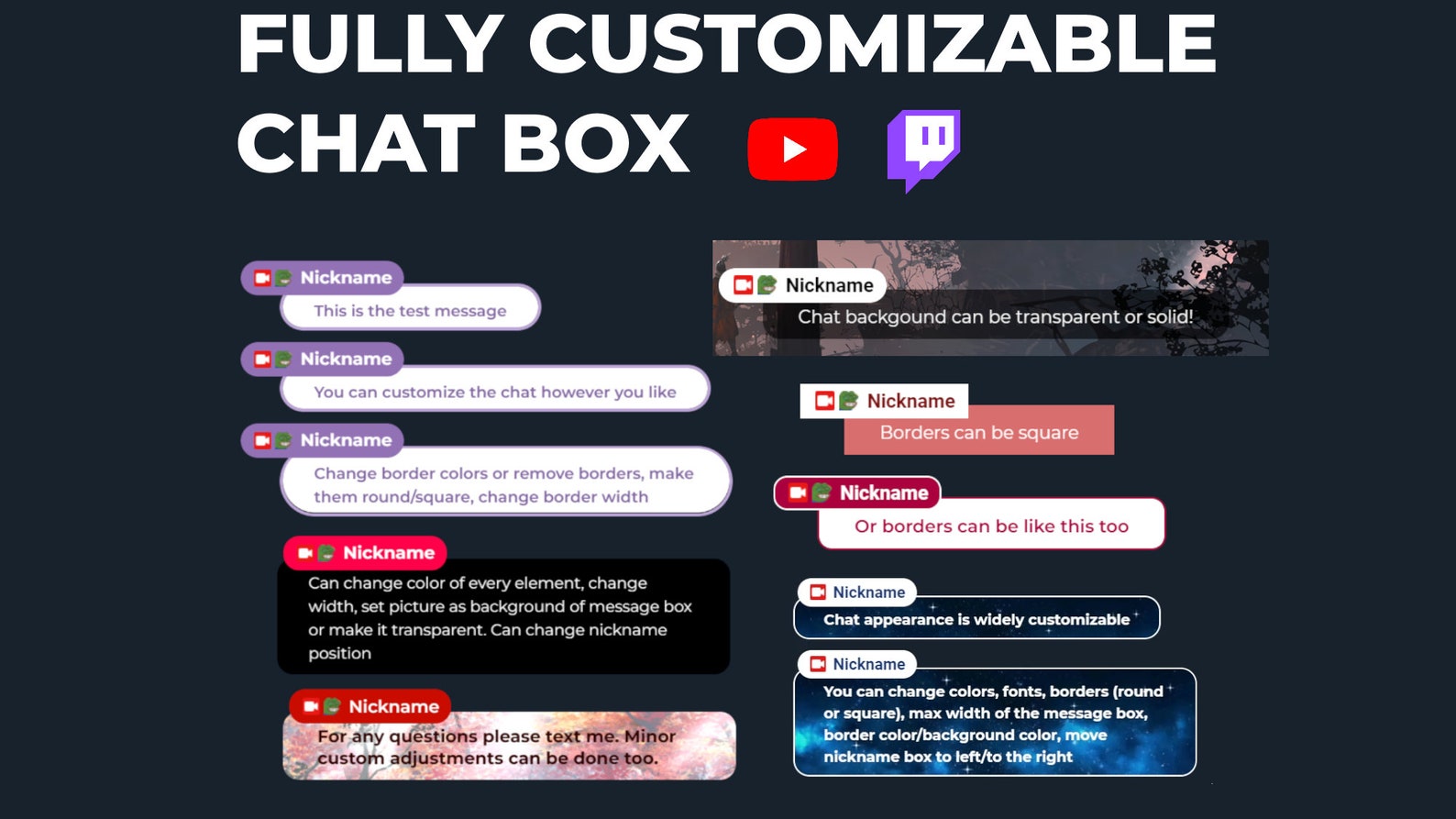 Customizable Yt/twitch Chat Box Widget for Stream - Etsy Canada