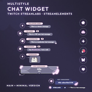 Multistyle Chat widget + minimal version | 6 decor options | Twitch