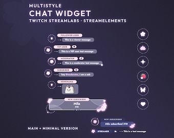 Multistyle Chat widget + minimal version | 6 decor options | Twitch