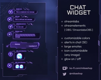 Cyber style chat widget for Twitch Streamelements and Streamlabs