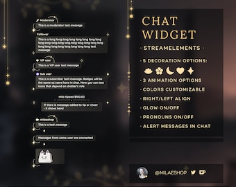 Chat widget for Twitch Streamelements | Different roles styling + Alerts in chat
