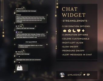 Chat widget for Twitch Streamelements | Different roles styling + Alerts in chat