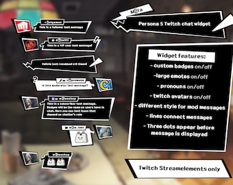 Chat de style Persona 5 + alertes | STREAMELEMENTS TWITCH