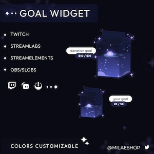 Twitch | Youtube Night Lily Milkbox goal widget | Streamlabs + Streamelements