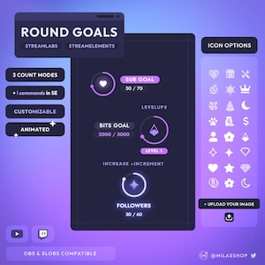Goal widget | Animated | Twitch & Youtube | StreamElements Streamlabs | OBS