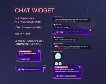 Chat widget | Streamlabs + Streamelements | Vertical + Horizontal