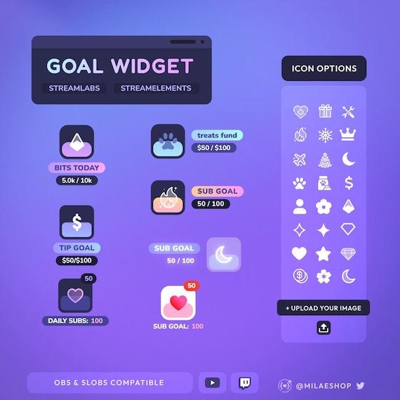 Goal widget | Twitch & Youtube | StreamElements Streamlabs | OBS | Gradient