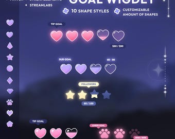 Hearts goal widget | 10 styles | Twitch | Streamlabs and StreamElements