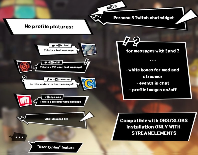 Persona 5 styled chat | STREAMELEMENTS TWITCH image 2