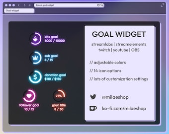 Twitch|Youtube goal widget for stream