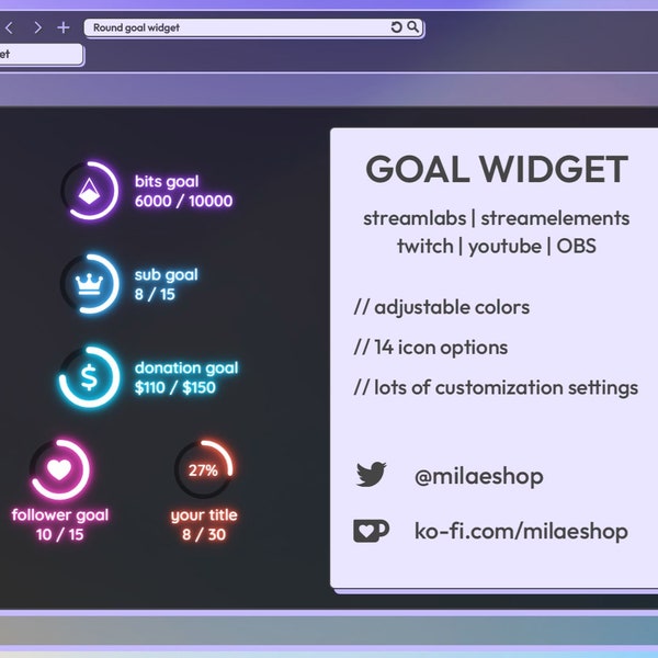 Twitch|Youtube goal widget for stream