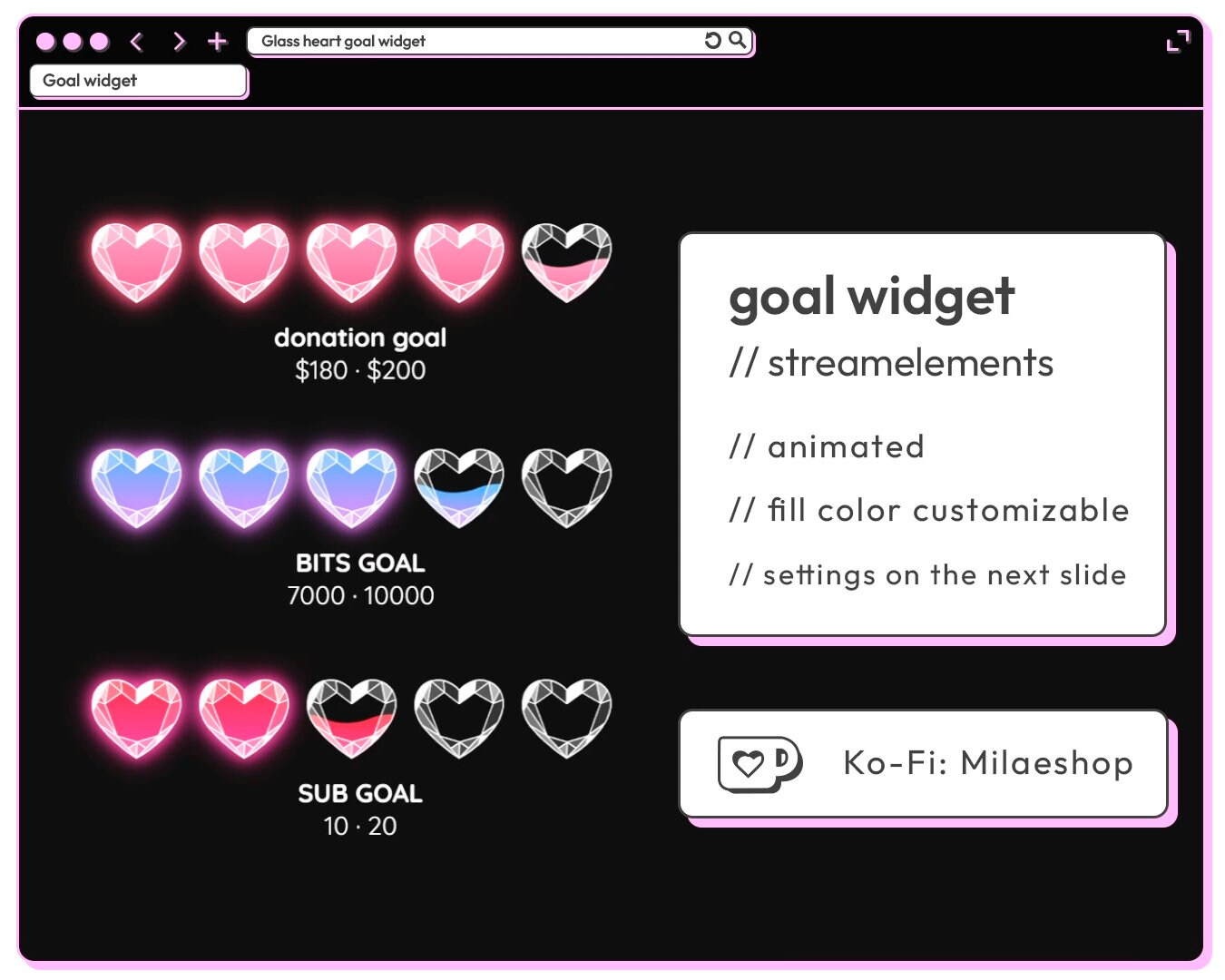 Goal Widget for Stream Twitch Etsy