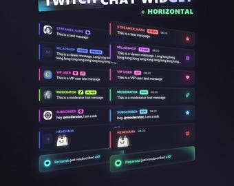 Glowy chat widget | Horizontal and Vertical | Twitch Streamelements