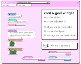 Chat pastel et widget objectif pour Twitch