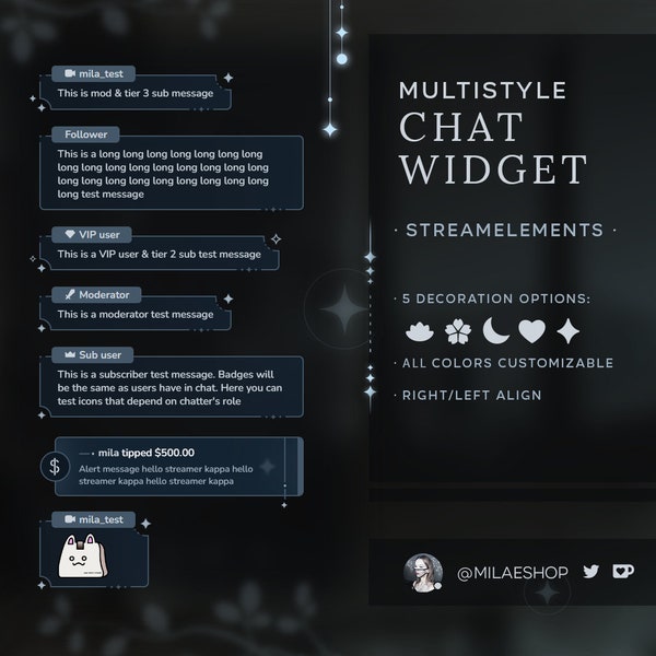 Widget de chat Streamelements [Plusieurs options de décoration]