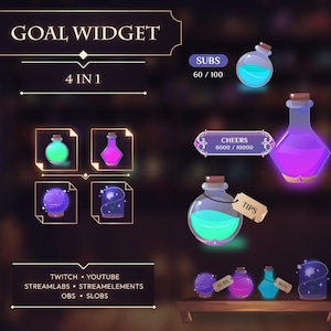 4 in 1 | Potion bottle goal widget | Twitch & Youtube