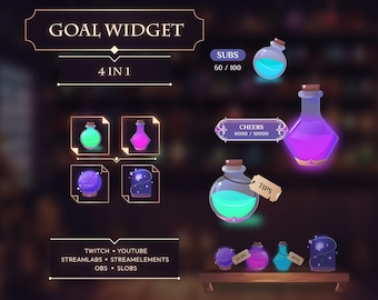 4 in 1 | Potion bottle goal widget | Twitch & Youtube