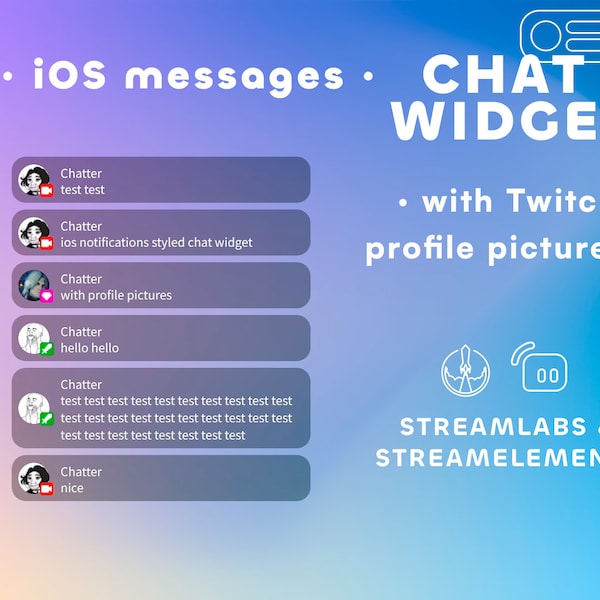 Twitch chat box widget for stream with avatars