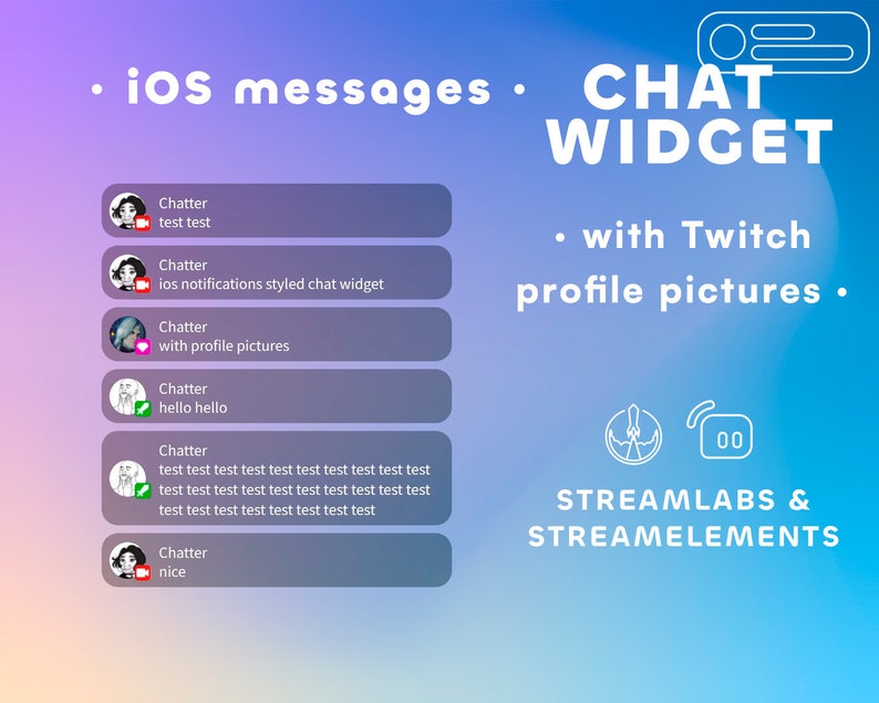 Twitch Chat Box Widget for Stream With Avatars Etsy